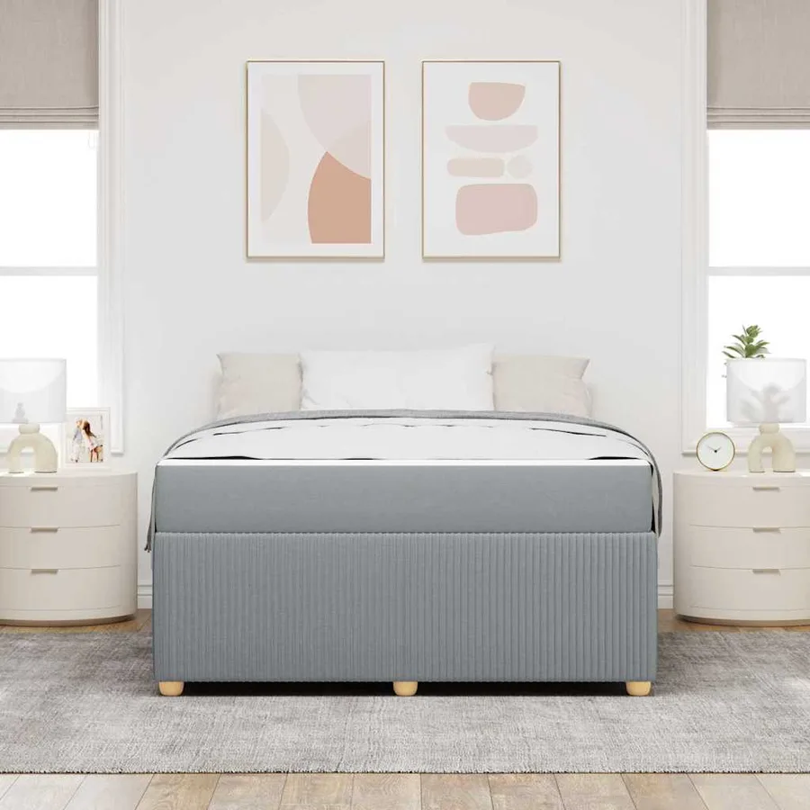Cadre de lit avec matelas Gris clair 140 x 200 cm tissu - 3