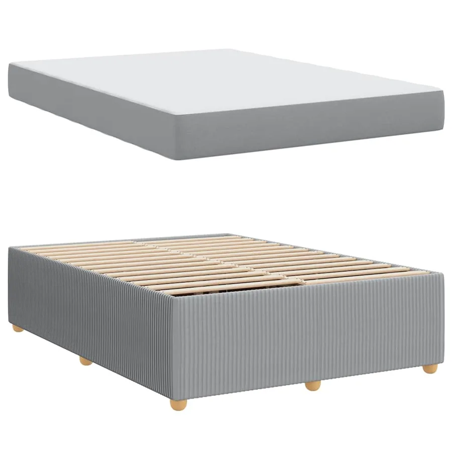 Cadre de lit avec matelas Gris clair 140 x 200 cm tissu - 4