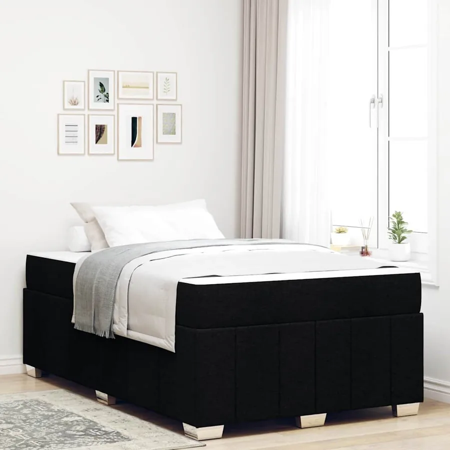 Cadre de lit avec matelas Noir 120 x 200 cm tissu