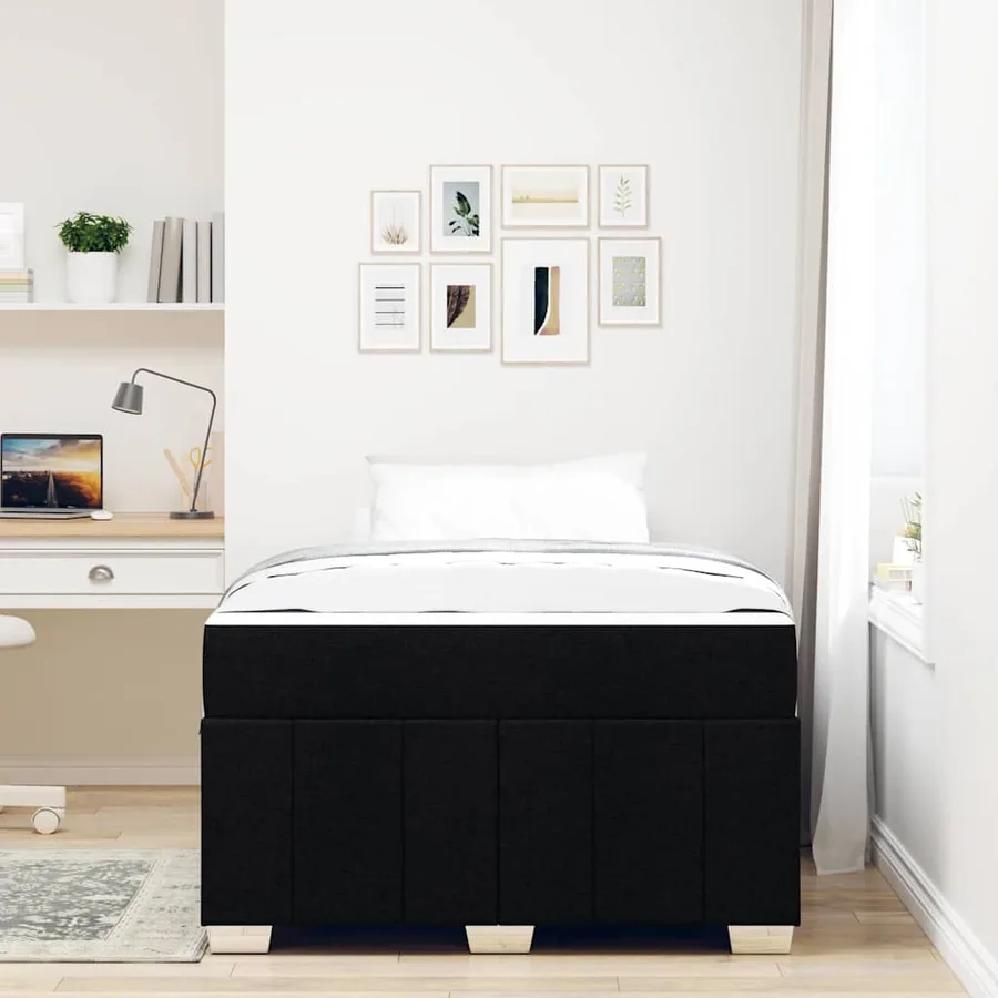 Cadre de lit avec matelas Noir 120 x 200 cm tissu - 3