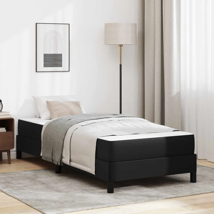Cadre de lit avec matelas Noir 90 x 200 cm tissu
