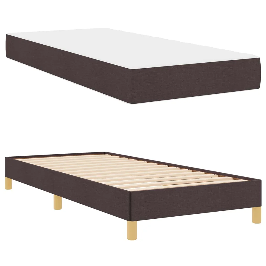 Lit à ressorts avec matelas Marron foncé 100 x 200 cm tissu - 5