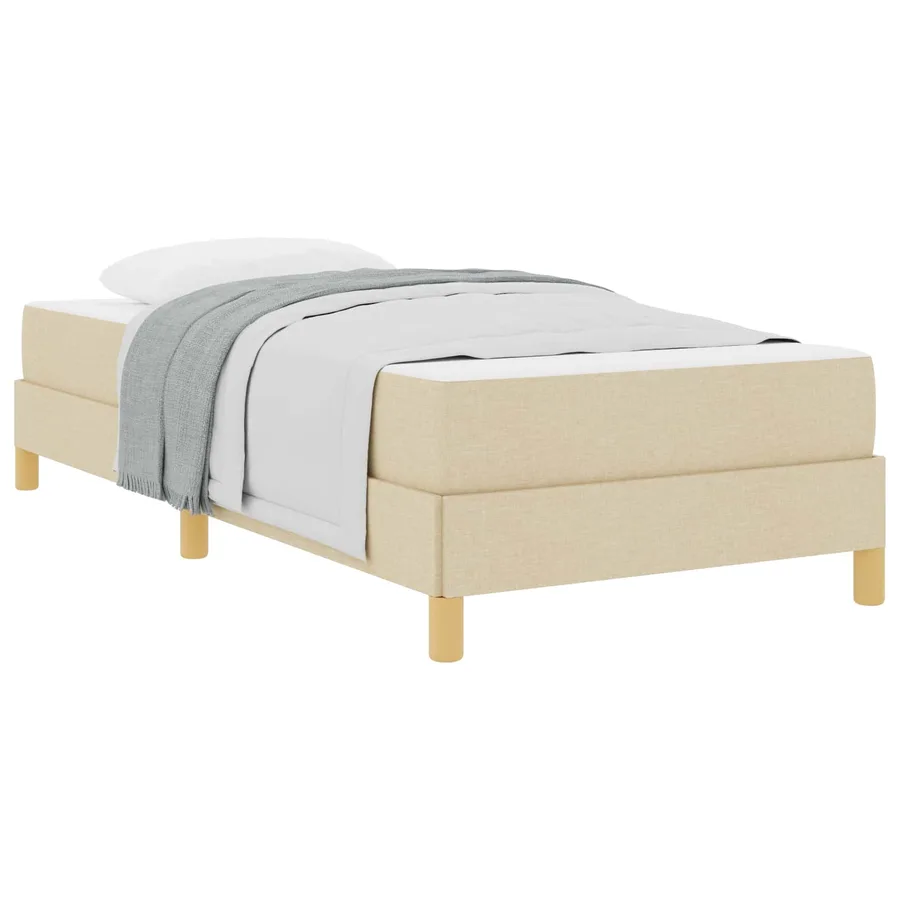 Lit à ressorts avec matelas Crème 100 x 200 cm tissu - 2