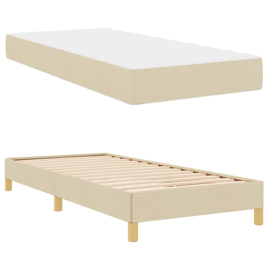 Lit à ressorts avec matelas Crème 100 x 200 cm tissu - 5