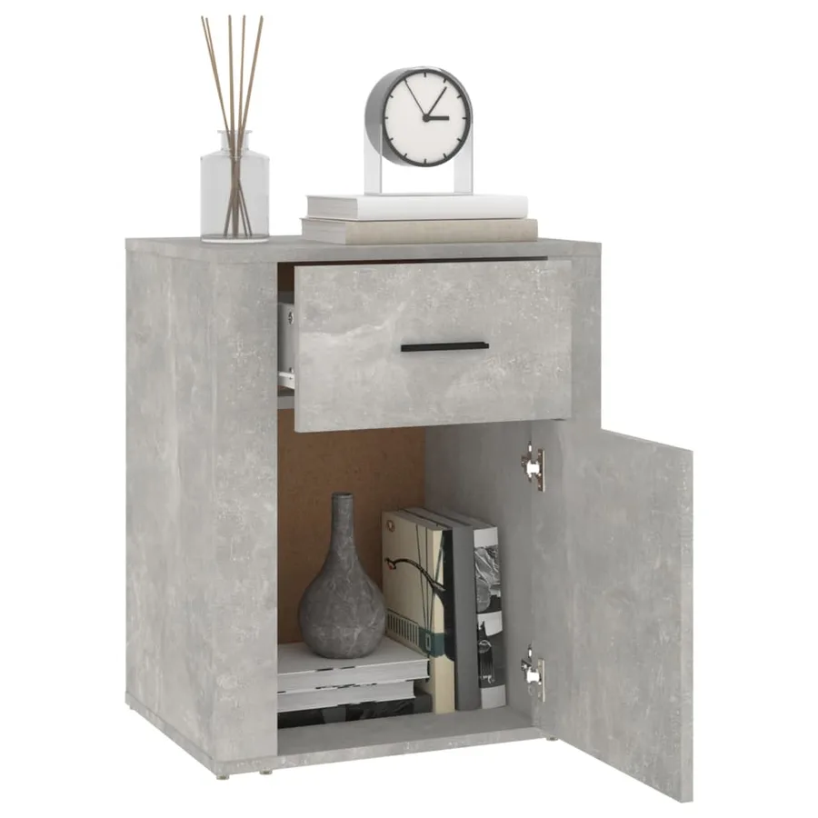 Table de chevet Gris béton 50x36x60 cm Bois d'ingénierie - 5