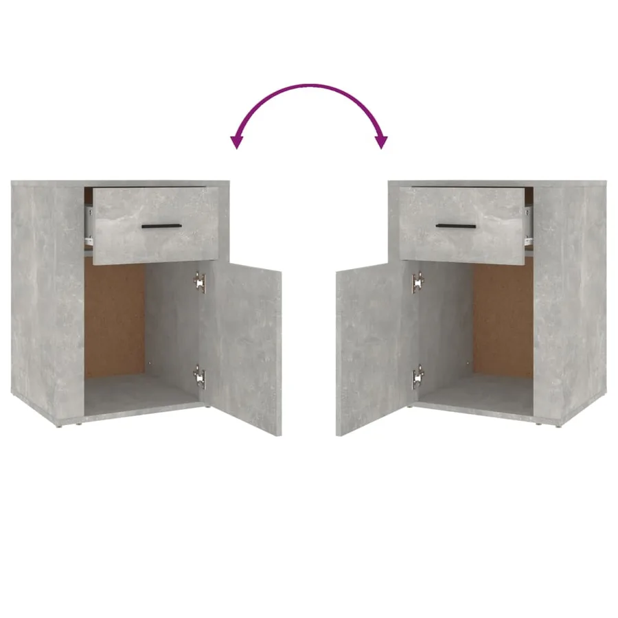 Table de chevet Gris béton 50x36x60 cm Bois d'ingénierie - 9