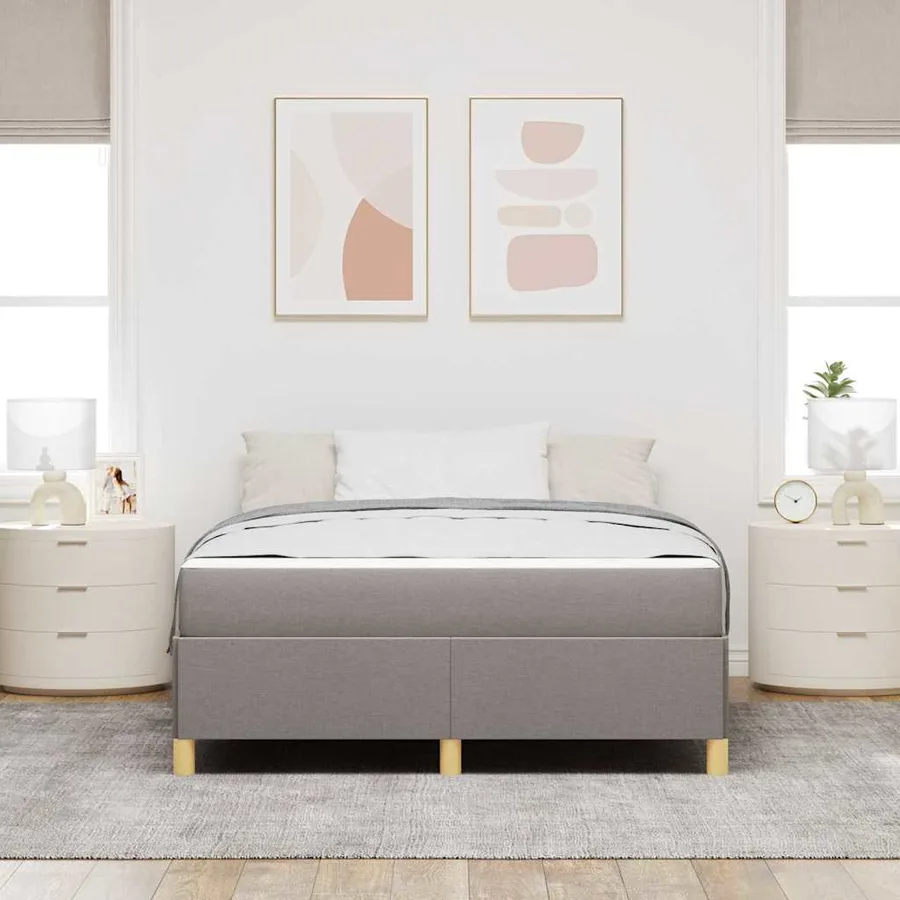 Cadre de lit avec matelas Taupe 140 x 200 cm tissu - 3