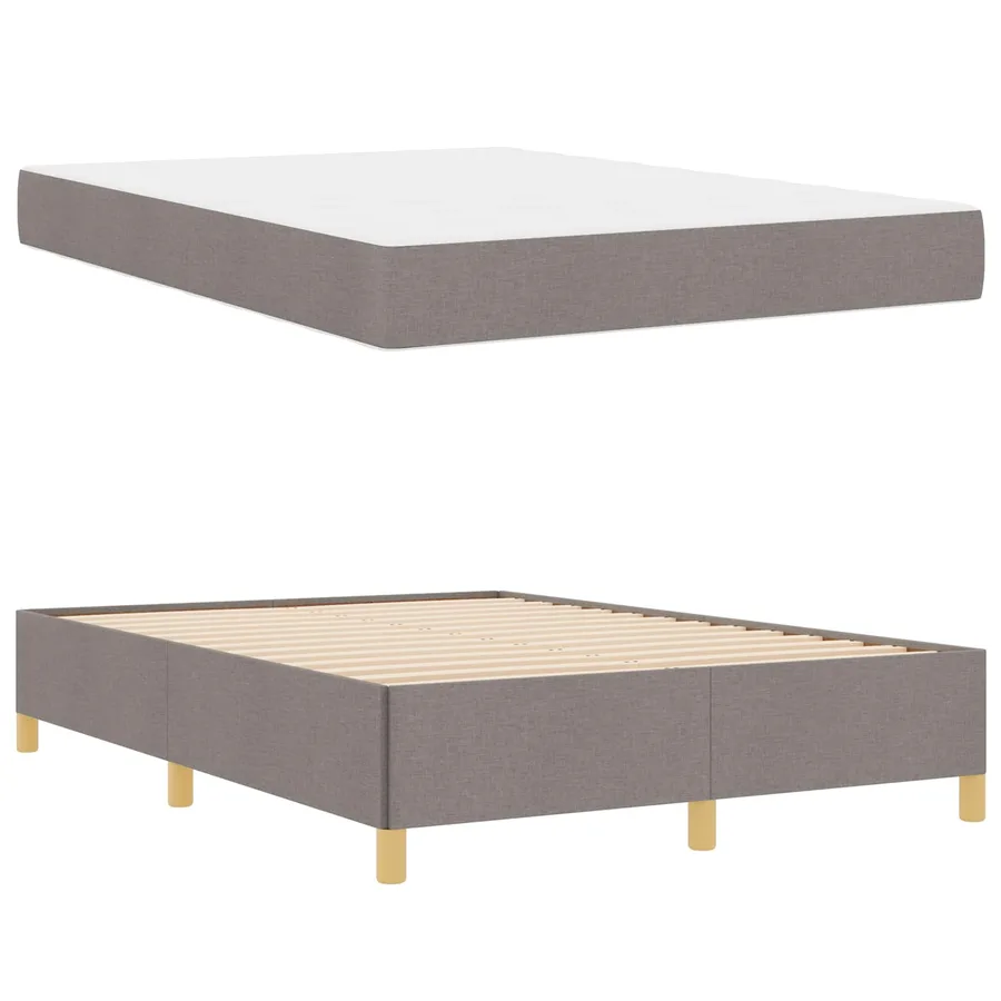 Cadre de lit avec matelas Taupe 140 x 200 cm tissu - 5