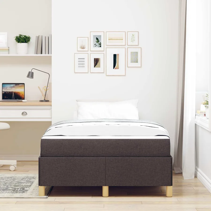 Cadre de lit avec matelas Marron foncé 120 x 200 cm tissu - 4
