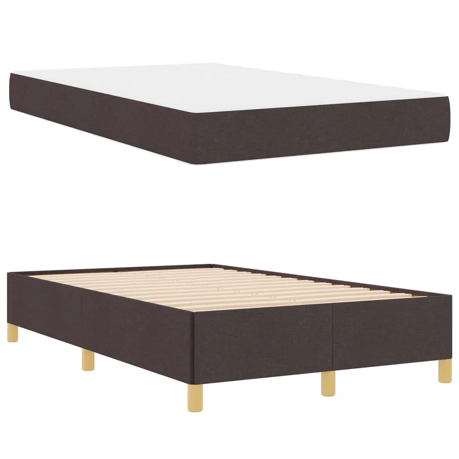 Cadre de lit avec matelas Marron foncé 120 x 200 cm tissu - 5