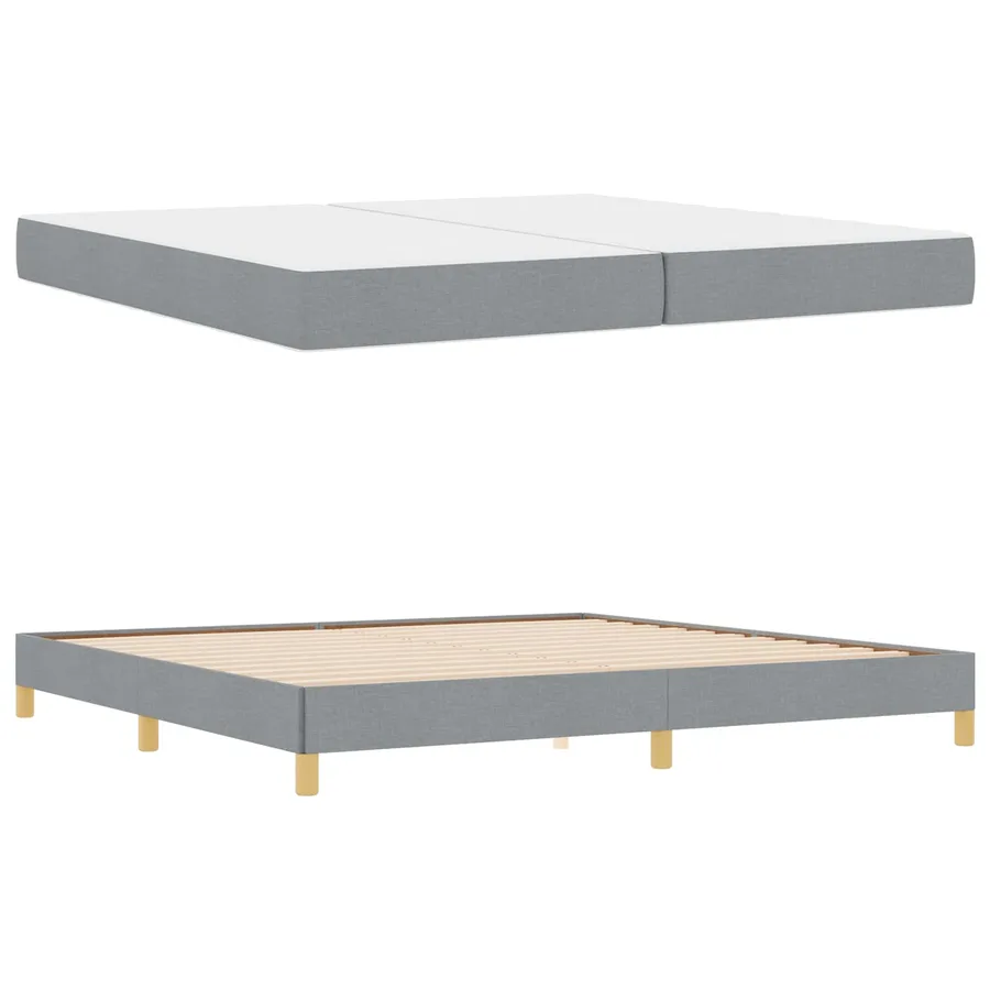 Lit à ressorts avec matelas Gris clair 200 x 200 cm tissu - 4