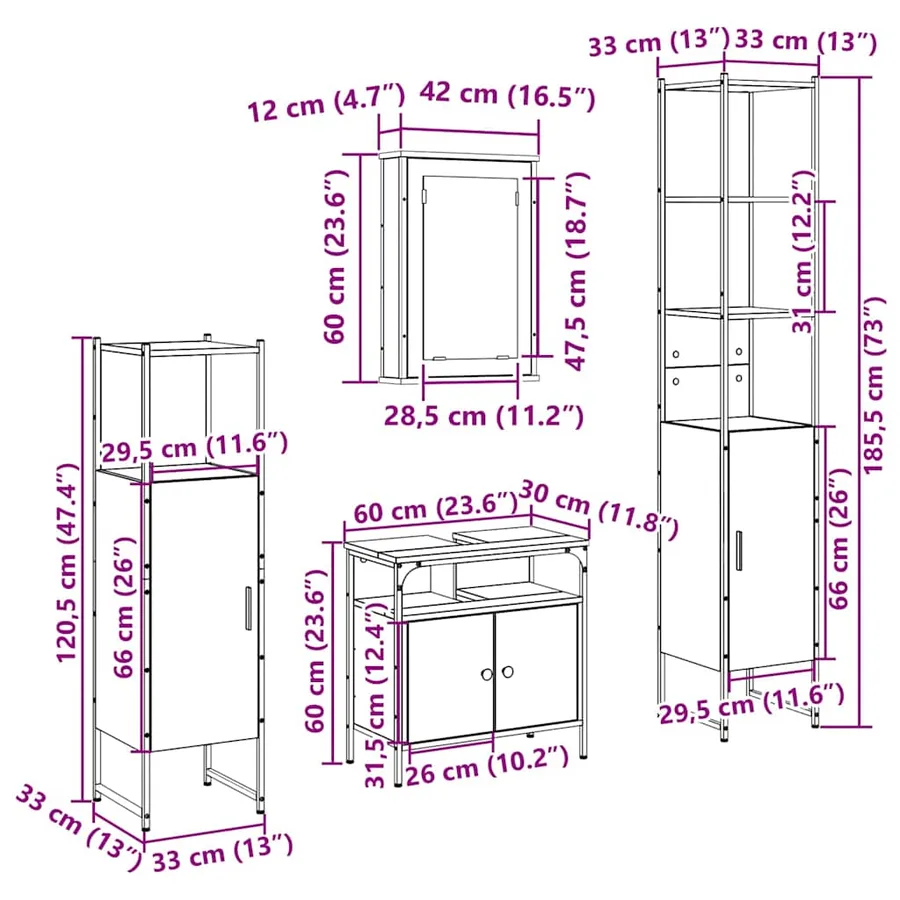 Ensemble de mobilier de salle de bain 4 pcs Chêne Sonoma - 16