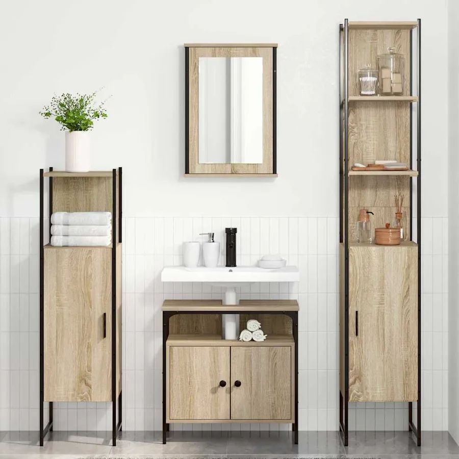 Ensemble de mobilier de salle de bain 4 pcs Chêne Sonoma - 4
