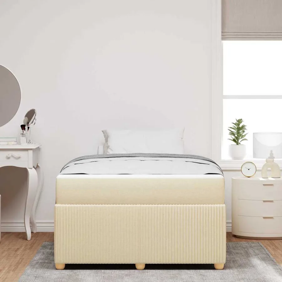 Cadre de lit avec matelas Crème 120 x 200 cm tissu - 3