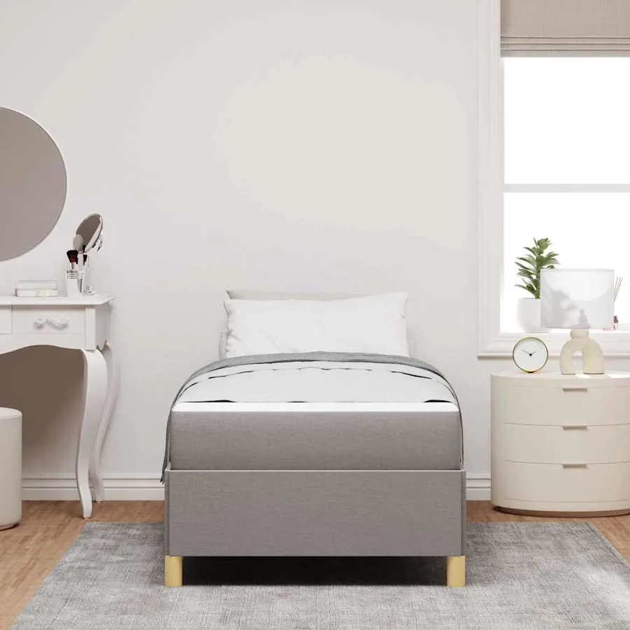 Cadre de lit avec matelas Taupe 80 x 200 cm tissu - 3