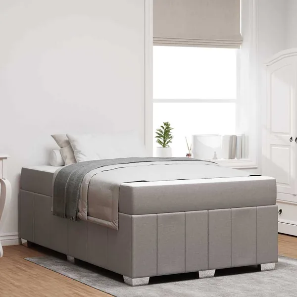 Cadre de lit avec matelas Taupe 120 x 200 cm tissu