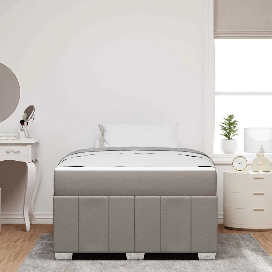 Cadre de lit avec matelas Taupe 120 x 200 cm tissu - 3