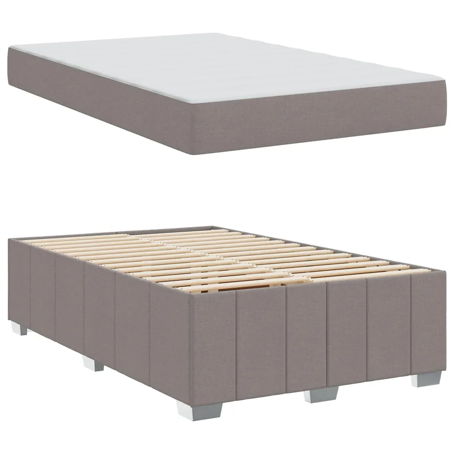 Cadre de lit avec matelas Taupe 120 x 200 cm tissu - 5
