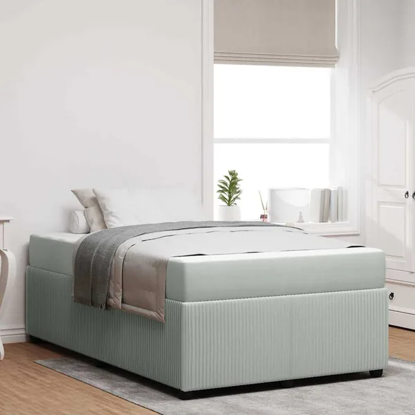 Cadre de lit avec matelas Gris clair 120 x 200 cm tissu