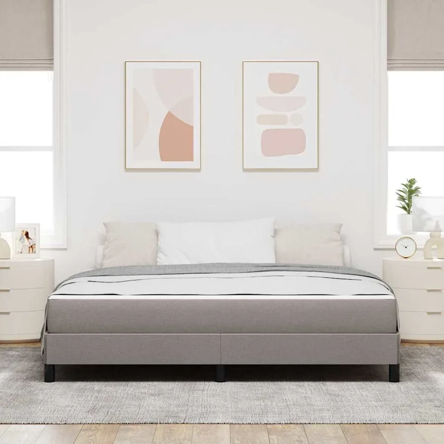 Lit à ressorts avec matelas Taupe 180 x 200 cm tissu - 3