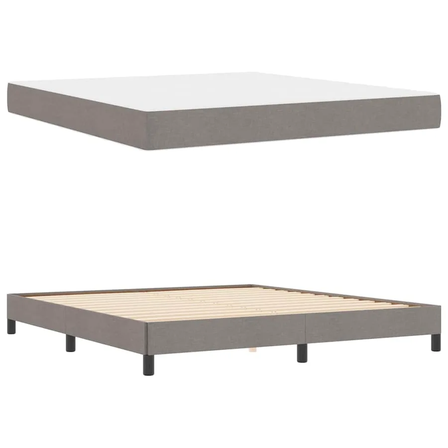 Lit à ressorts avec matelas Taupe 180 x 200 cm tissu - 6
