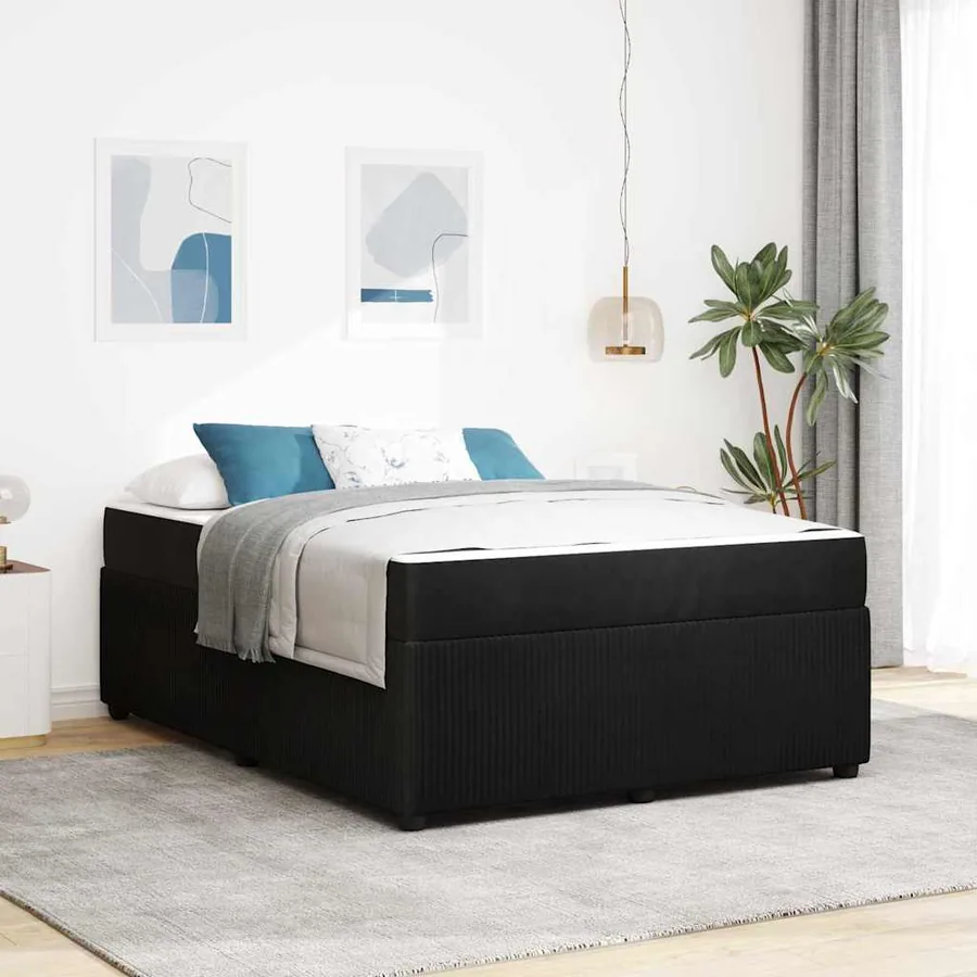Cadre de lit avec matelas Noir 160 x 200 cm tissu