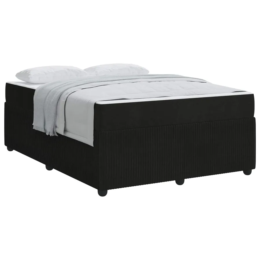 Cadre de lit avec matelas Noir 160 x 200 cm tissu - 2