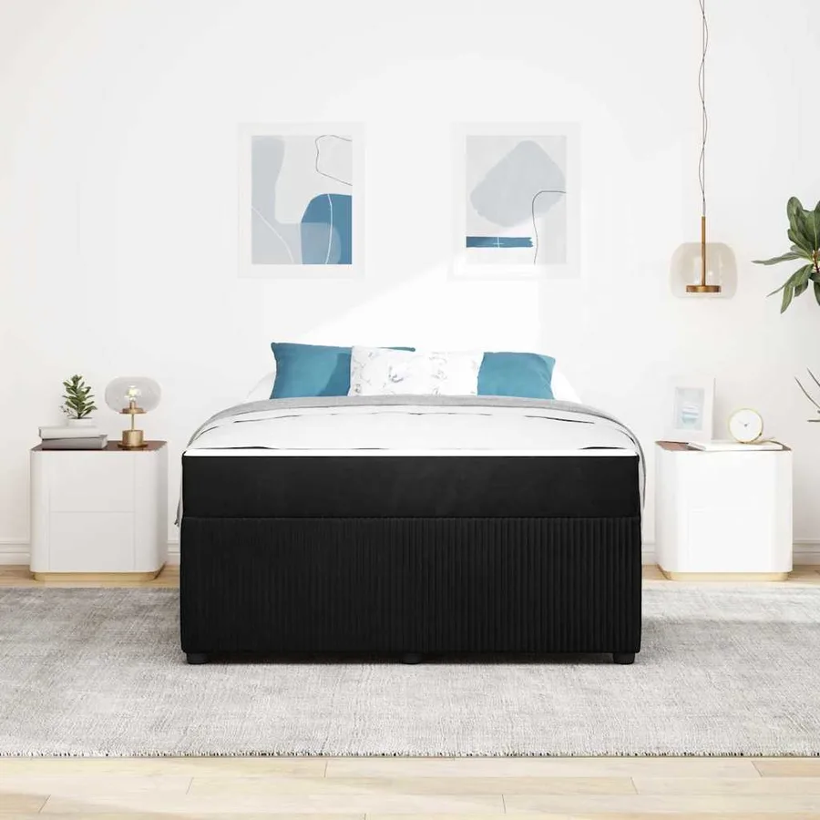 Cadre de lit avec matelas Noir 160 x 200 cm tissu - 3