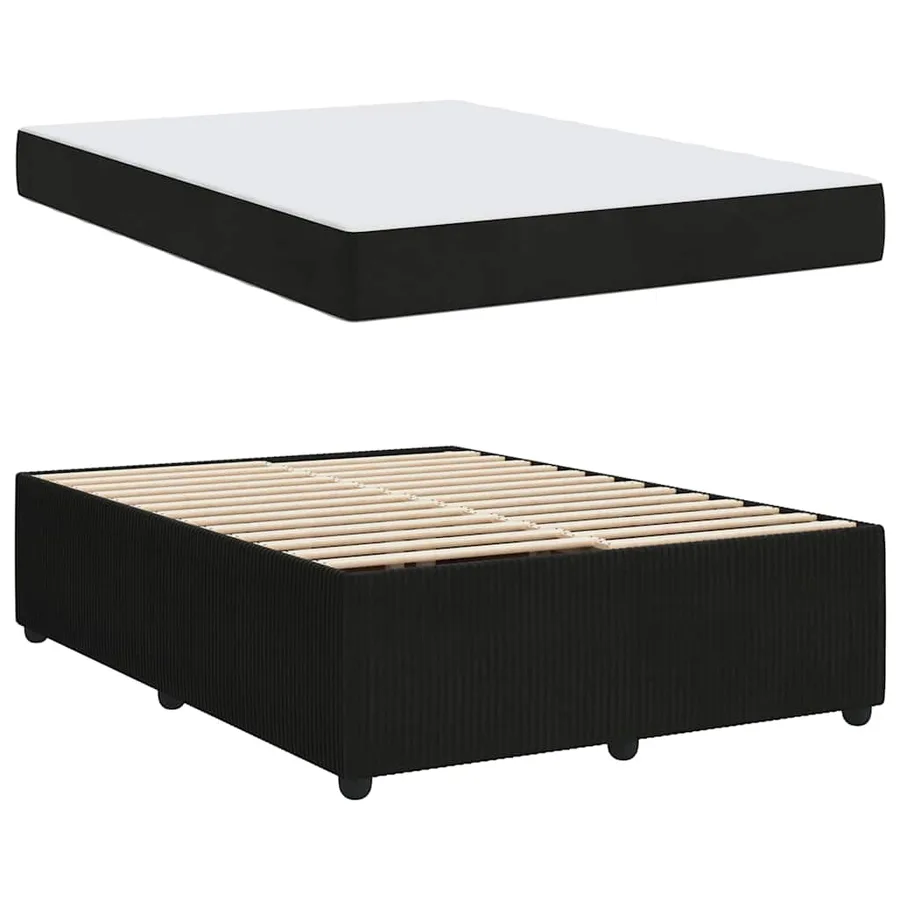 Cadre de lit avec matelas Noir 160 x 200 cm tissu - 4