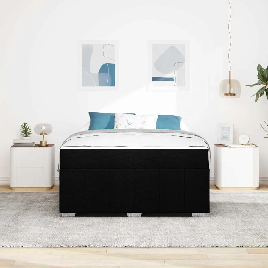 Cadre de lit avec matelas Noir 140 x 200 cm tissu - 3