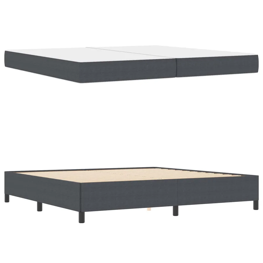 Cadre de lit avec matelas Gris foncé 200 x 200 cm tissu - 4
