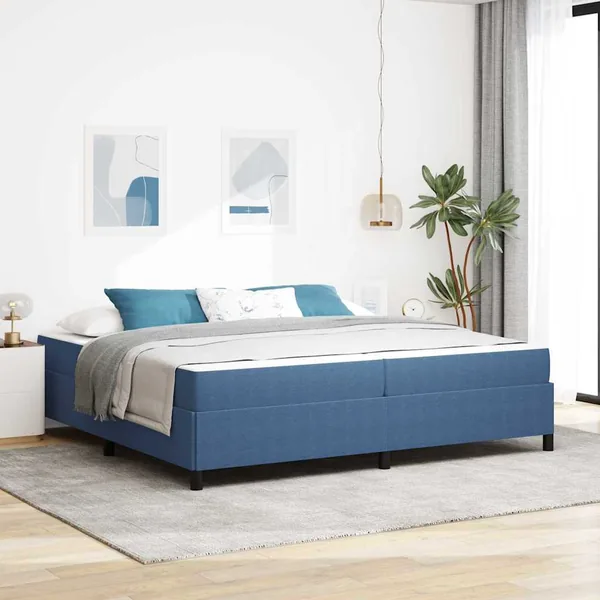 Cadre de lit avec matelas Bleu 200 x 200 cm tissu
