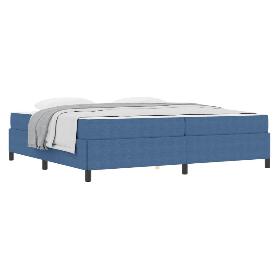 Cadre de lit avec matelas Bleu 200 x 200 cm tissu - 2