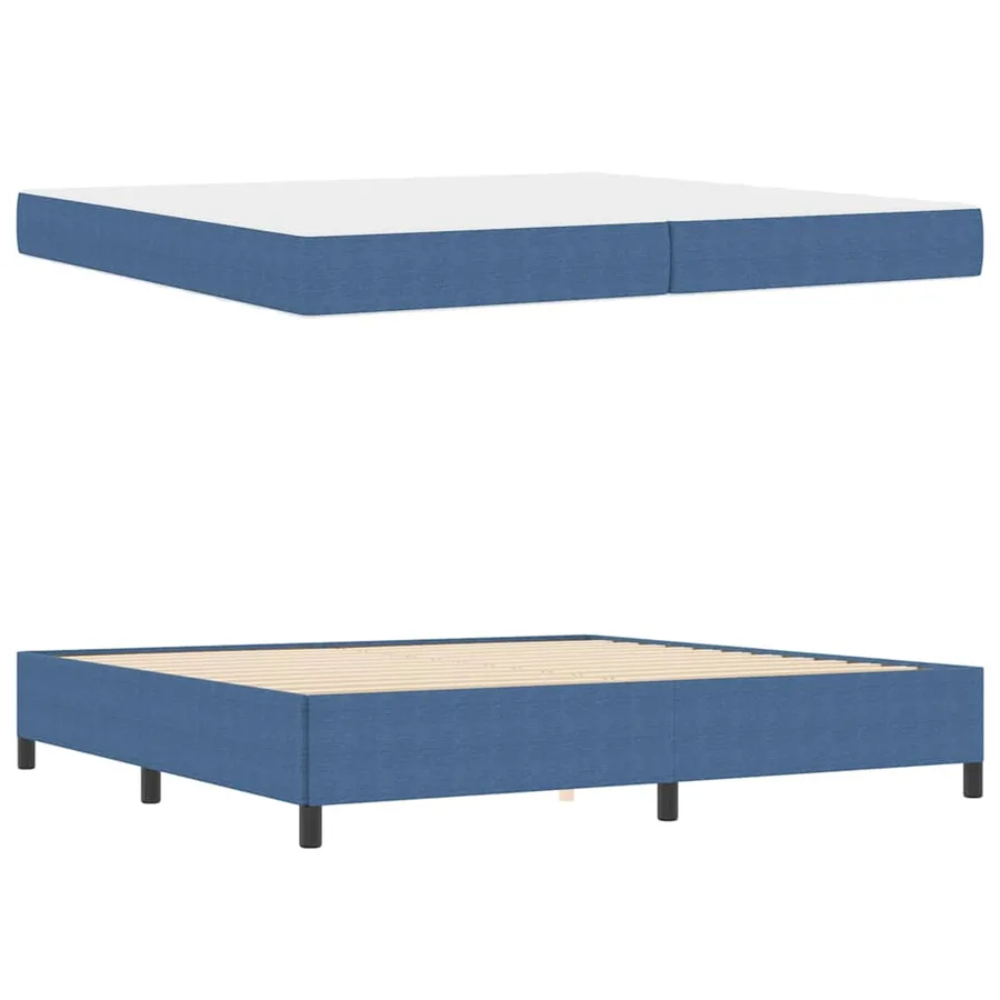 Cadre de lit avec matelas Bleu 200 x 200 cm tissu - 4