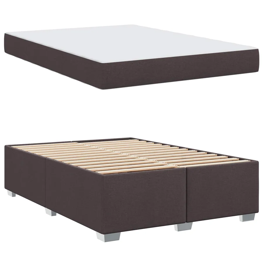 Cadre de lit avec matelas Marron foncé 160 x 200 cm tissu - 5