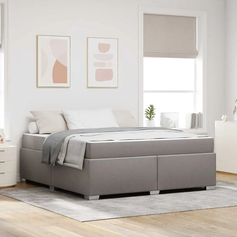 Cadre de lit avec matelas Taupe 180 x 200 cm tissu