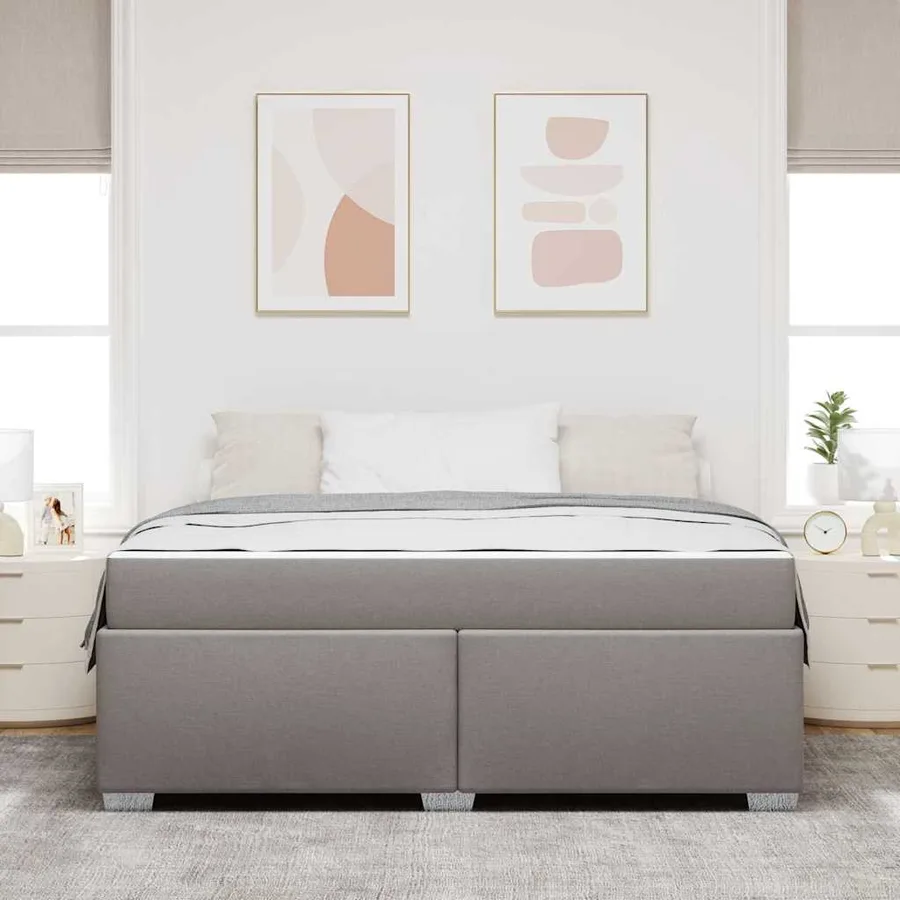 Cadre de lit avec matelas Taupe 180 x 200 cm tissu - 3