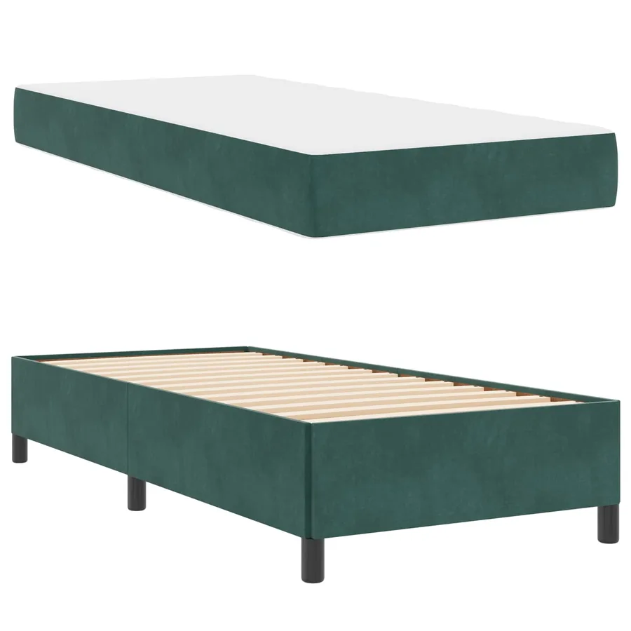 Cadre de lit avec matelas Vert foncé 80 x 200 cm tissu - 5