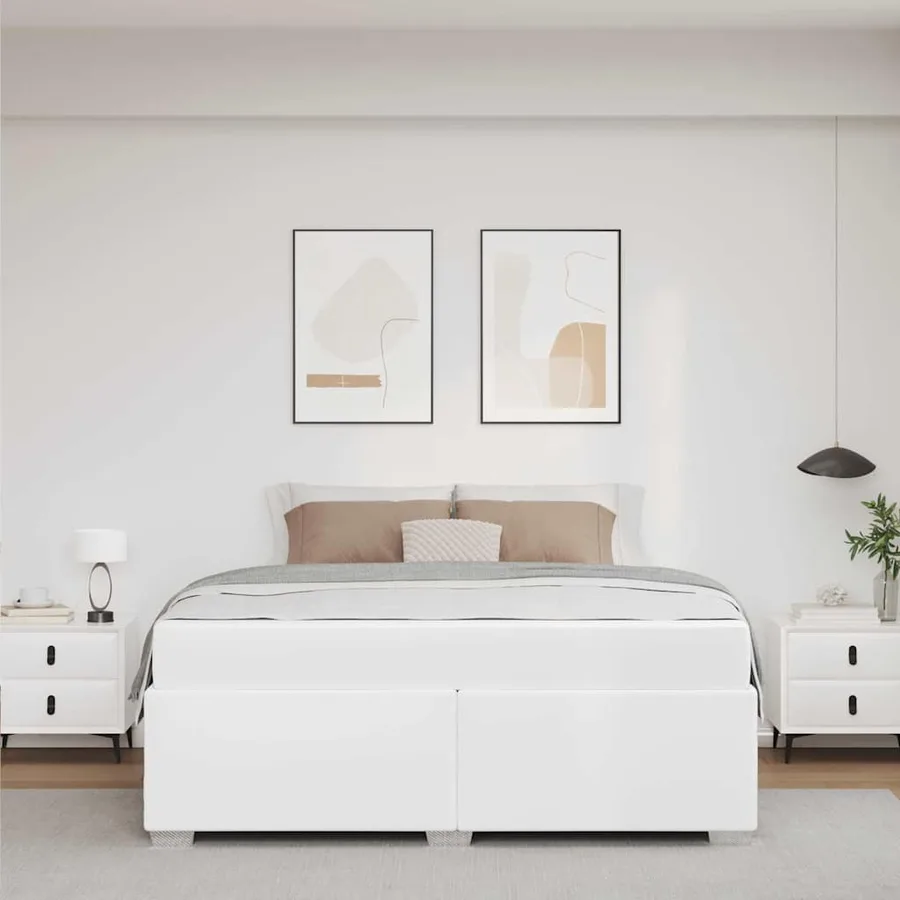 Cadre de lit avec matelas Blanc 180 x 200 cm tissu - 3