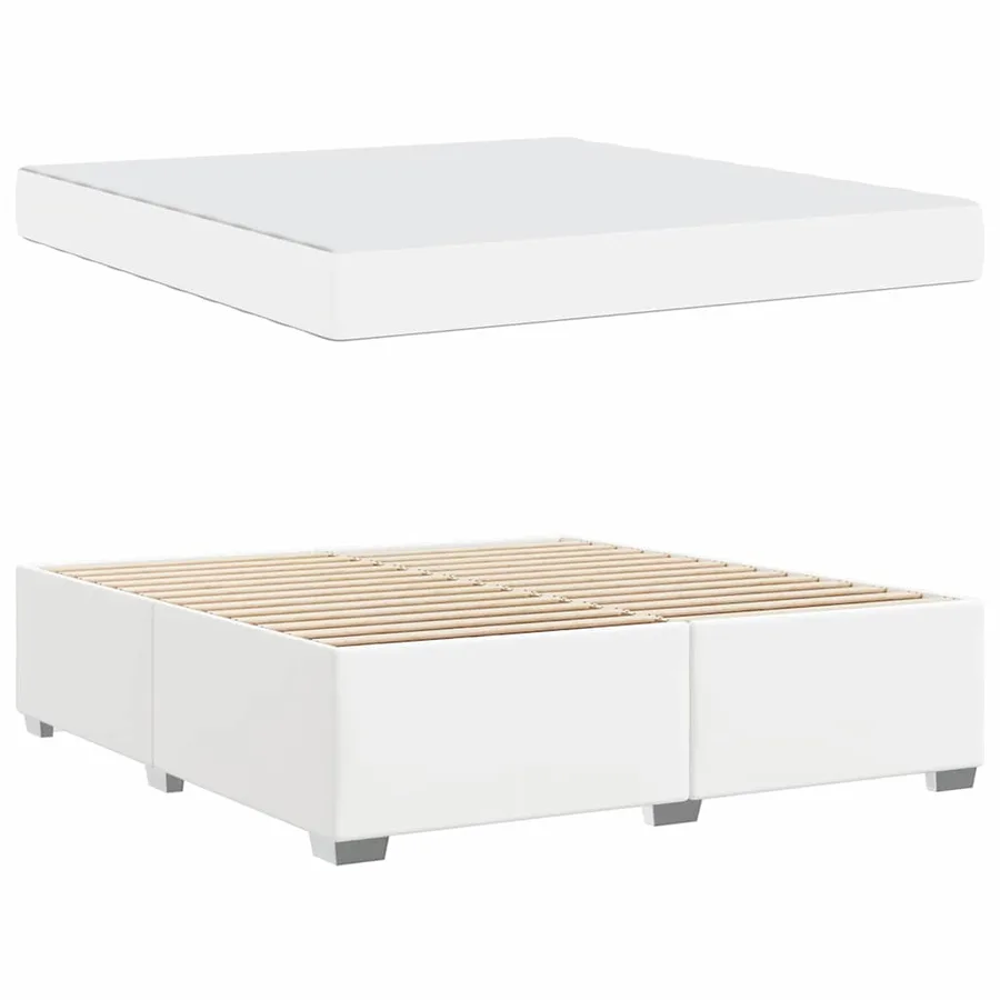Cadre de lit avec matelas Blanc 180 x 200 cm tissu - 4