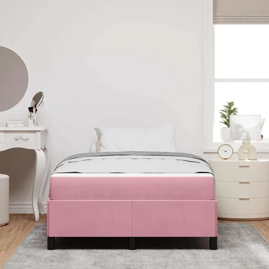 Cadre de lit avec matelas Rose 120 x 200 cm tissu - 3