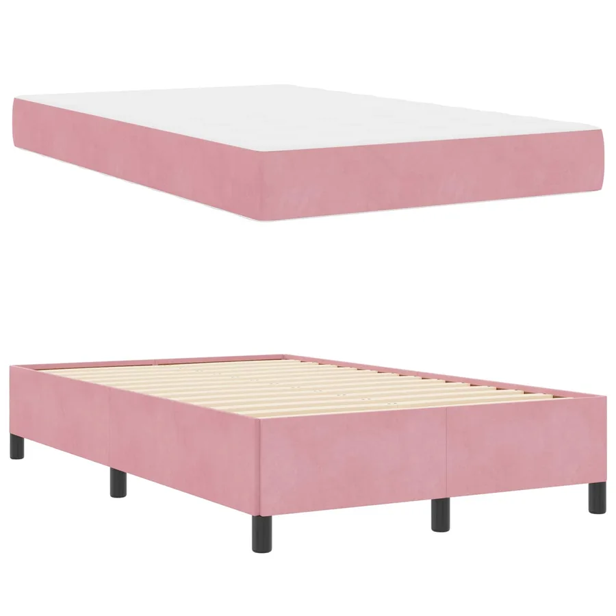Cadre de lit avec matelas Rose 120 x 200 cm tissu - 5