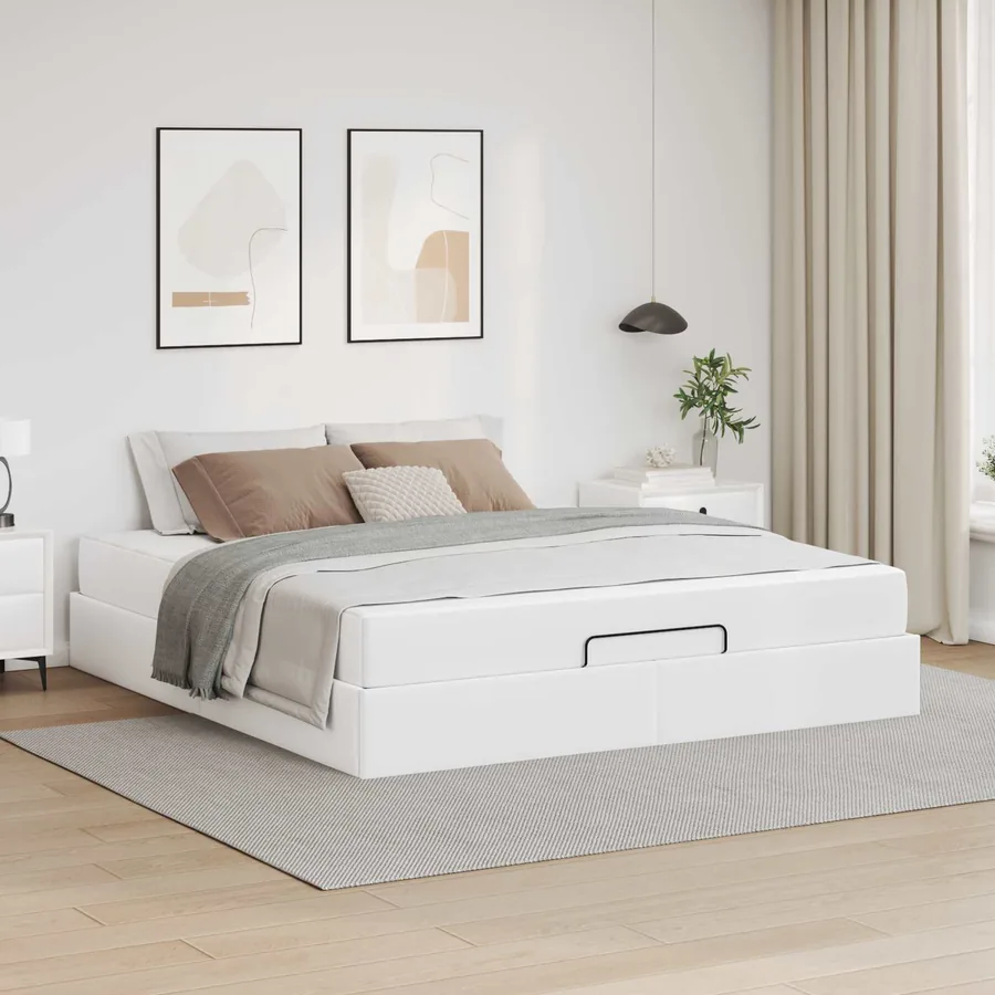 Cadre de lit avec matelas Autre 2 pcs Blanc PVC