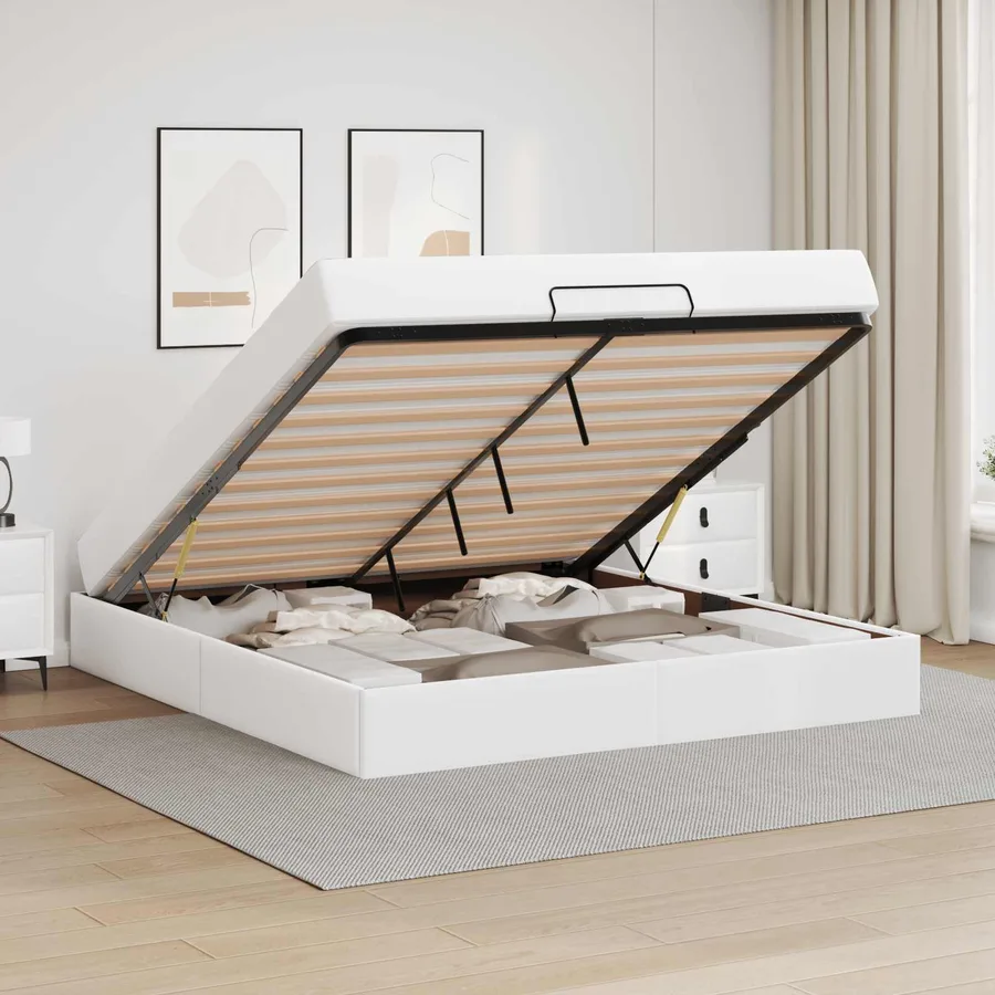 Cadre de lit avec matelas Autre 2 pcs Blanc PVC - 4