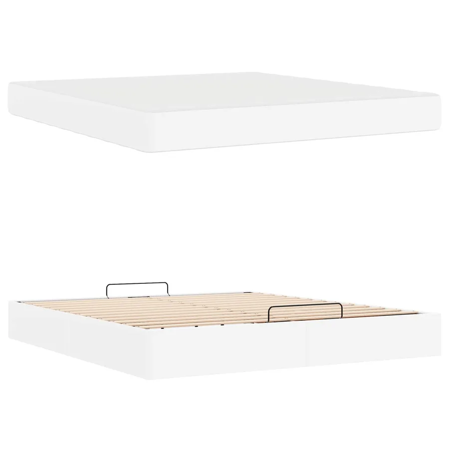 Cadre de lit avec matelas Autre 2 pcs Blanc PVC - 5