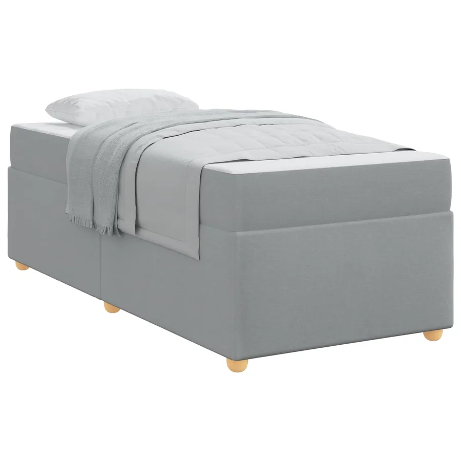 Cadre de lit avec matelas Gris clair 80 x 200 cm tissu - 2