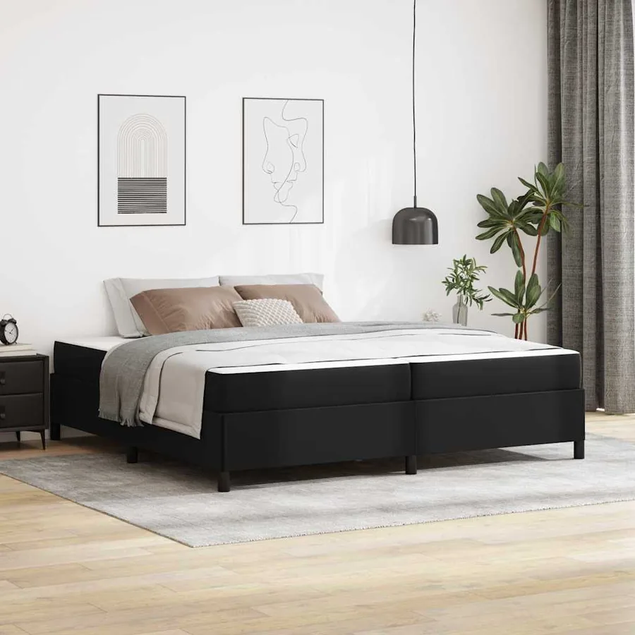 Cadre de lit avec matelas Noir 200 x 200 cm tissu