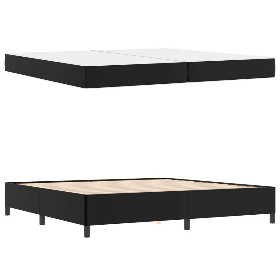 Cadre de lit avec matelas Noir 200 x 200 cm tissu - 4
