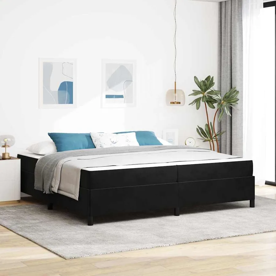 Cadre de lit avec matelas Noir 200 x 200 cm tissu
