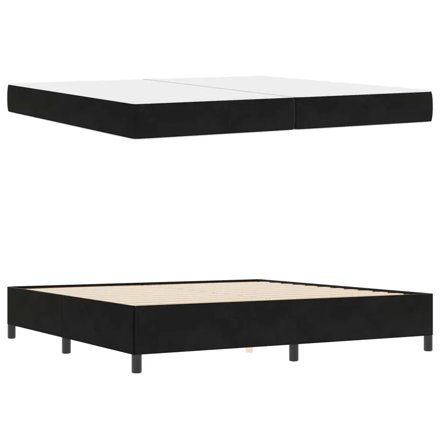 Cadre de lit avec matelas Noir 200 x 200 cm tissu - 4